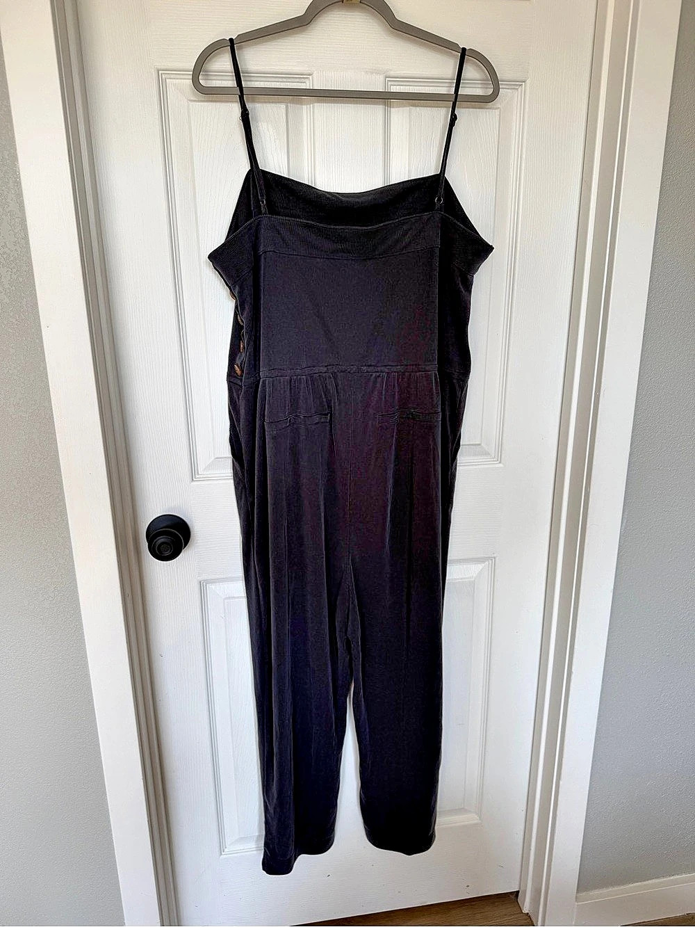Anthropologie Saturday Sunday Dark Gray Black Button Detail Jumpsuit